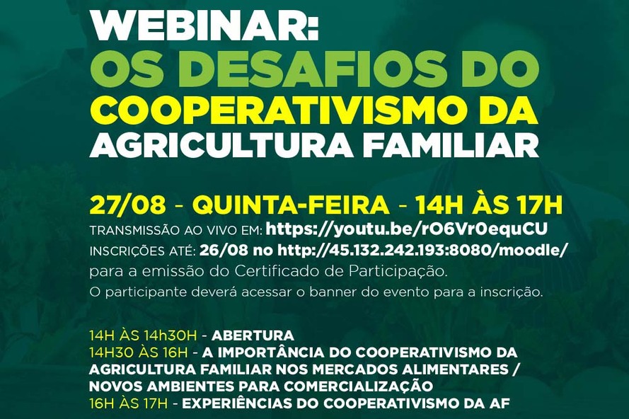 Evento será nesta quinta-feira (27), com transmissão a partir das 14 horas, pelo Youtube