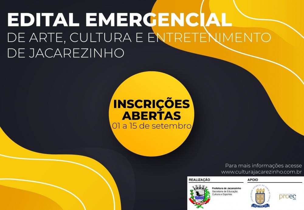 As inscrições vão até às 17h do dia 15 de setembro, no site www.culturajacarezinho.com.br
