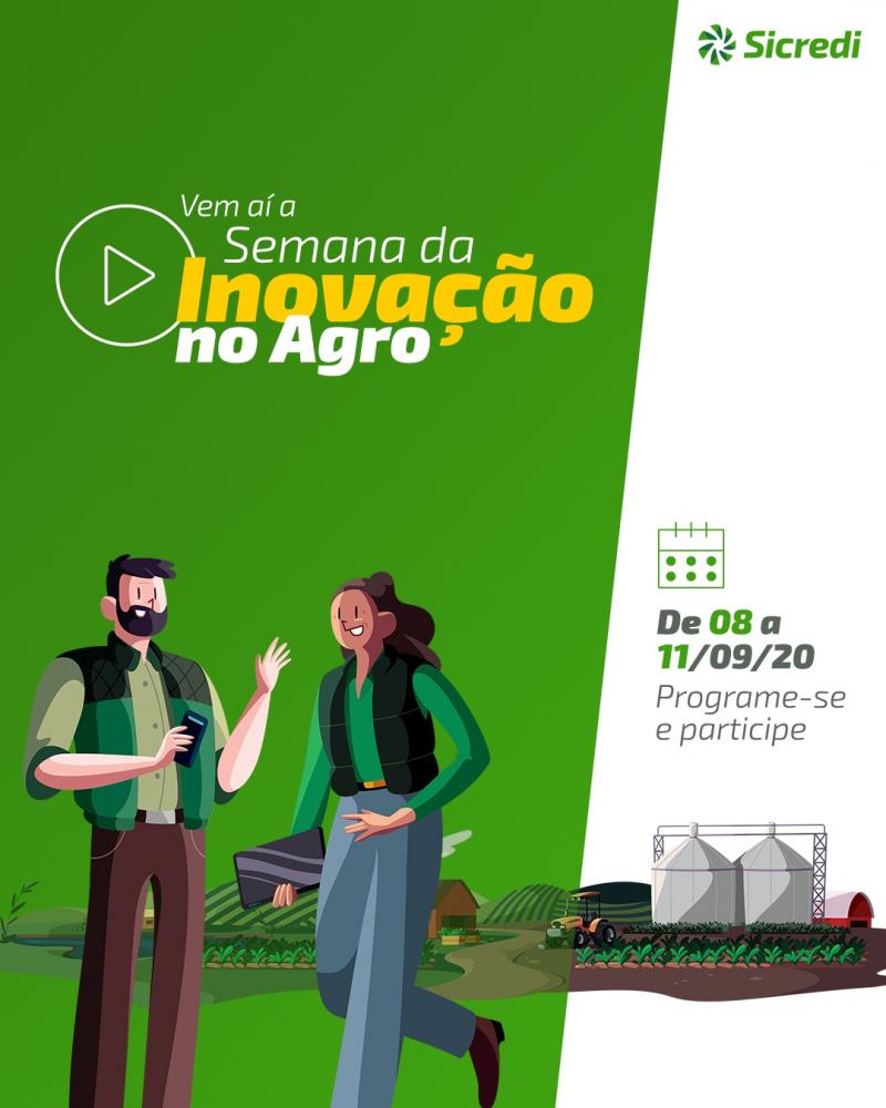 Os painéis que integram a “Semana de Inovação no Agro 2020” poderão ser assistidos ao vivo pelas redes sociais do Sicredi, YouTube (@sicredioficial) e Facebook (@sicredi), e pelo site do evento