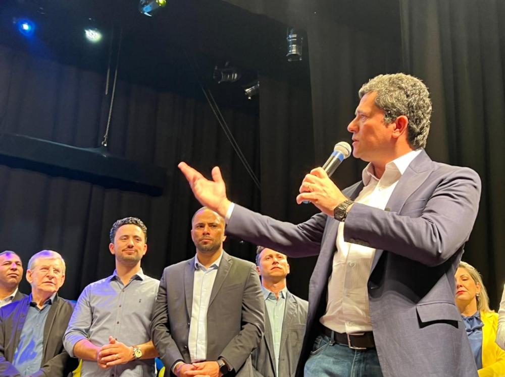 Sergio Moro durante a convenção partidária estadual do União Brasil. Foto: Karina Trzeciak.