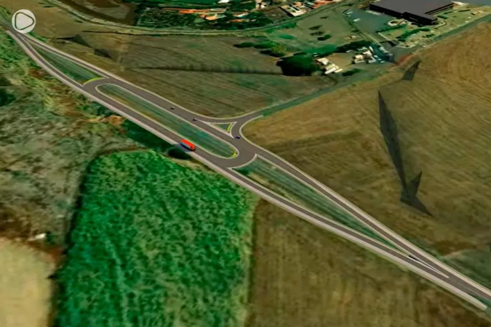 Prospecto do trevo de acesso que será construído em Cambará. Imagem - Reprodução.