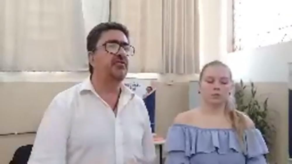 Prefeito de Cambará José Salim Haggi Neto e Ana Paula Pelozo Alberti - Presidente da ACEC