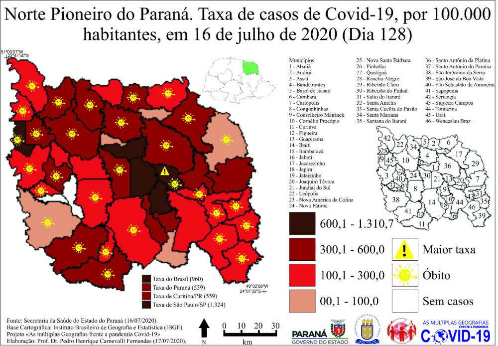 Mapa da covid no Norte Pioneiro - 